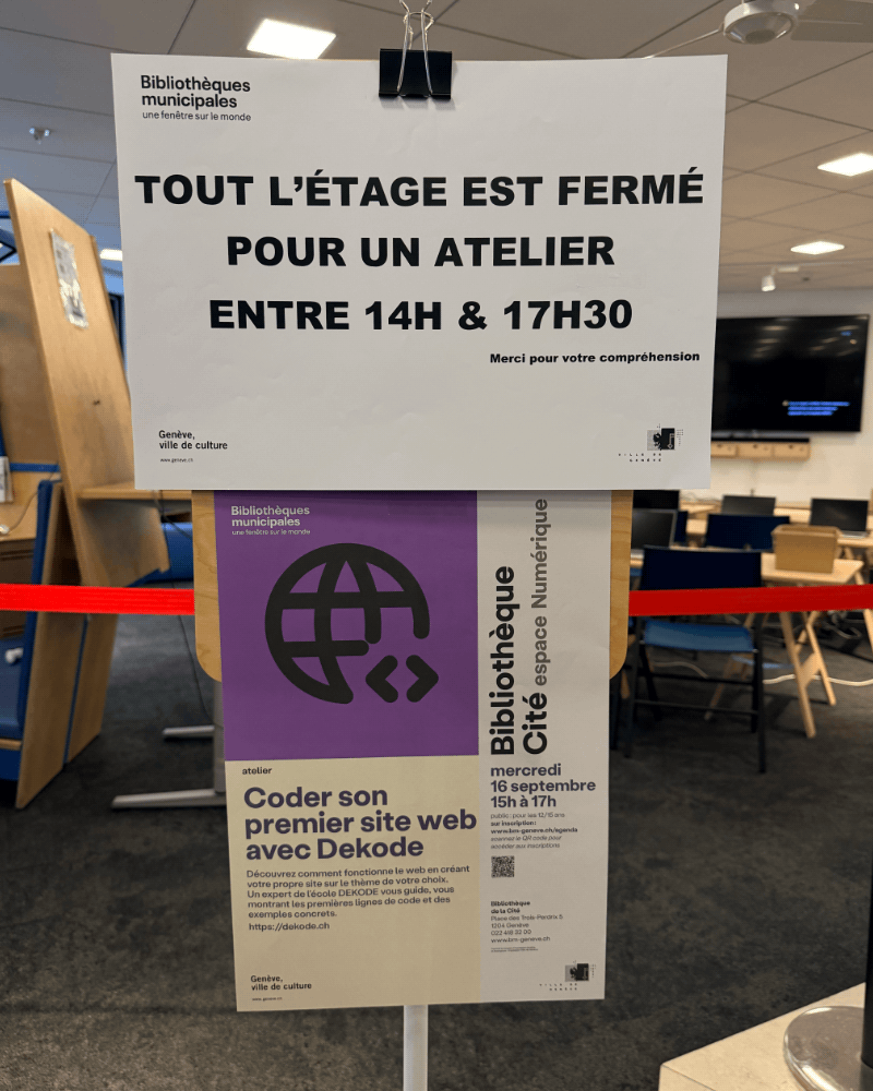 Atelier de programmation web à la Bibliothèque de la Cité de Genève
