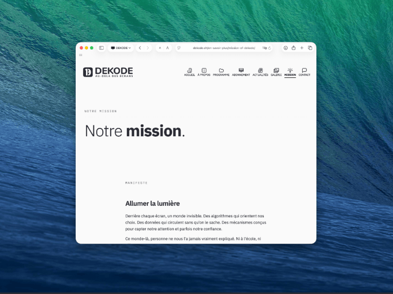 Image illustrant la mission de DEKODE, au-delà des écrans.
